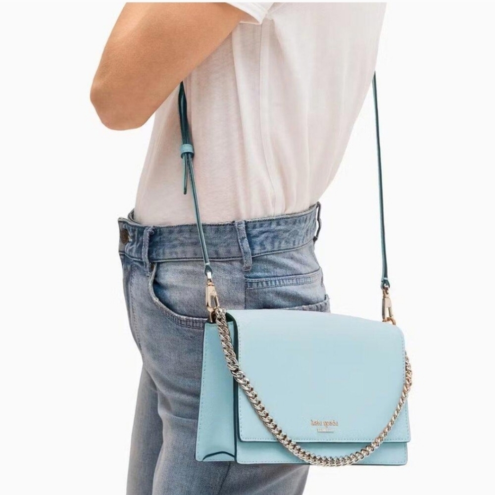 Kate Spade Sky Blue Cameron Convertible Crossbody Bag with Sliver Chain NWOT - Picture 4 of 7